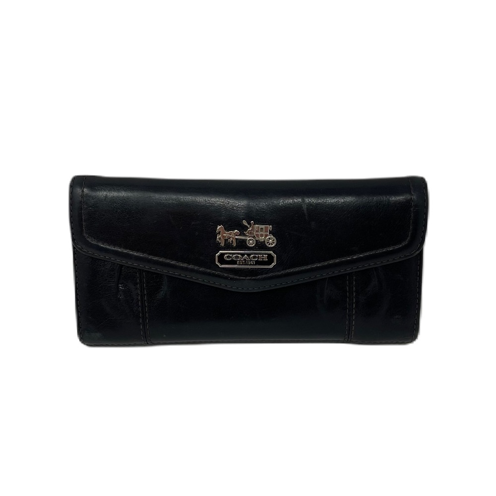 Coach Madison Wallet Smooth Black Leather